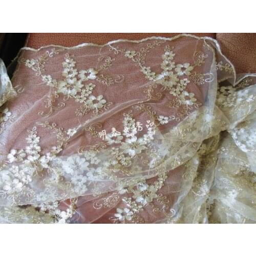 1 Meter High Quality African Guipure Lace Fabric Nigeria Gold Lace Trim For Dress Wedding 120cm Width