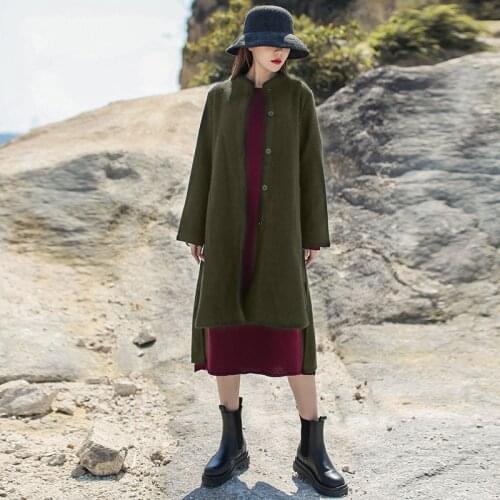 Winter new style loose stand-up collar solid color simple wind jacket women fashion all-match ladies coat