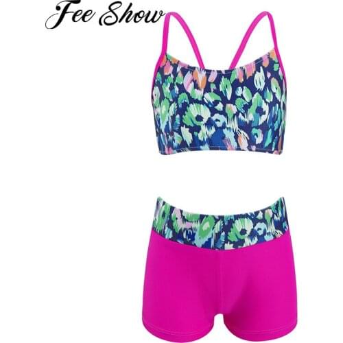 2Pcs Summer Brazilian Swimming Suit Beachwear Kids Girls Tankini Set Swim Top and Bottoms Swimsuit Stylish Swimwear Bathing Suit