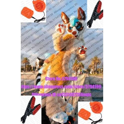 Best Quality on beige HUSKY Dog Wolf Furry Fursuit Suit Costume Cosplay Animal Party Fancy Dress Carnival Birthday h7 Gift