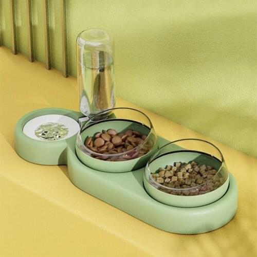 Pet Cat Bowl Automatic Feeder Dog Cat Food Bowl With Water Fountain Double Bowl Drinking Raised Stand Dish Bowls For Cats 3 in 1
