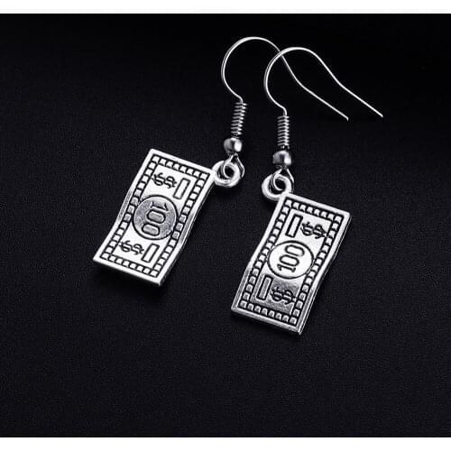 Trendy Vintage Dollar Shape Dangle Earrings for Women Girl Retro Drop Earrings Cute Small Object Earring Jewelry Bijoux