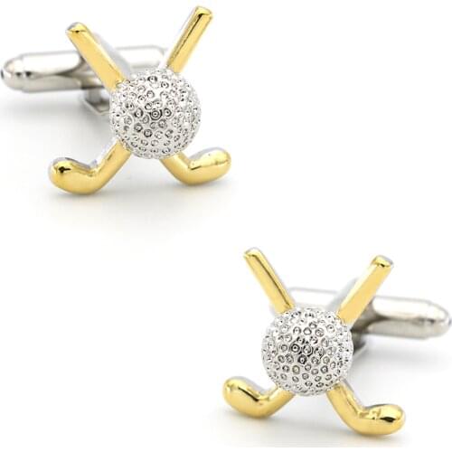 Mens Golf Club Cuff Links Copper Material Golden Color