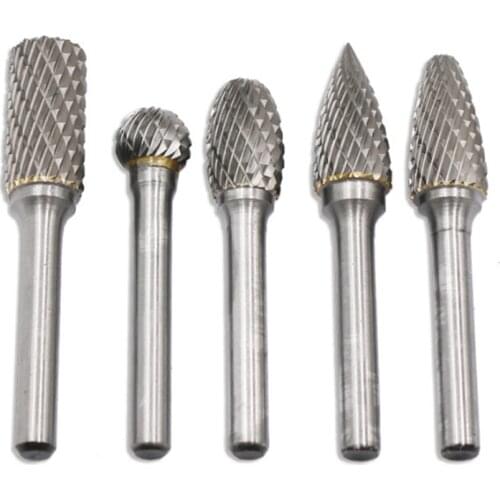 GTBL Carbide Rotary Burr Set 12MM Head with Shank Double Cut File for Drill Bits, Polishing,Engraving,Drilling,5 Pack