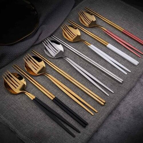 3pcs/set Dinnerware Set with Box Western Dinner ToolsDinner Set Cutlery Stainless Steel Tableware Knife Fork Spoon