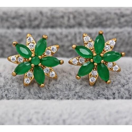 New fashion Trendy Women Earrings Flower Earrings Multiple Color Stud Earrings Jewelry Gift accessories red green zircon