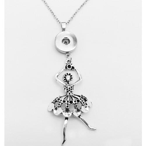 NEW dance girl snap button jewelry Necklace pendant NE7567 fit 18mm 20mm snaps BOBOSGIRL
