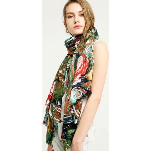 Newly Fashion printed double-sided satin digital circle cotton scarf Women High Quality Autumn Winter Wrap Pashmina Stole