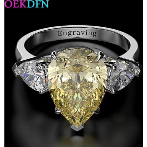 OEKDFN Water Drop 925 Sterling Silver Ring For Women White Citrine Sapphire Red Pink Gemstone Wedding Engagement Jewelry Rings