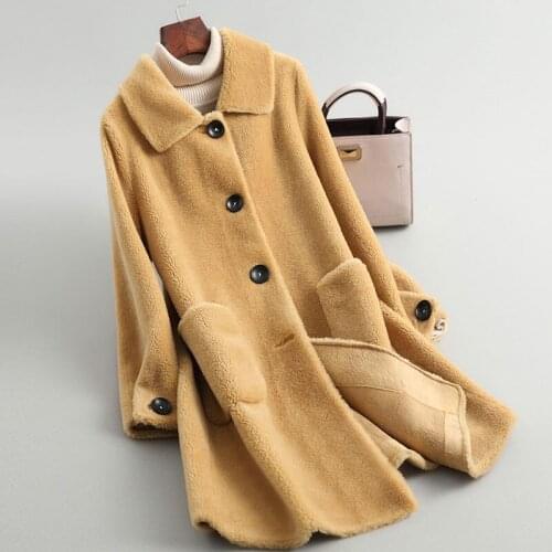 High Quality Sheep Fashion Shearing Coat 100% Wool Fur Jacket Coat Women Autumn Soft Warm Wool Womens Clothing Ropa Zjt354