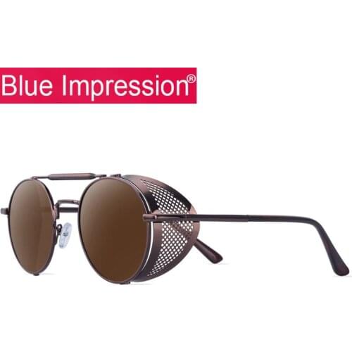 Blue Impression Retro Round Steampunk Sunglasses Men Retro Women Sun Glasses Shades Vintage Travel Eyewear Gafas De Sol BL66247