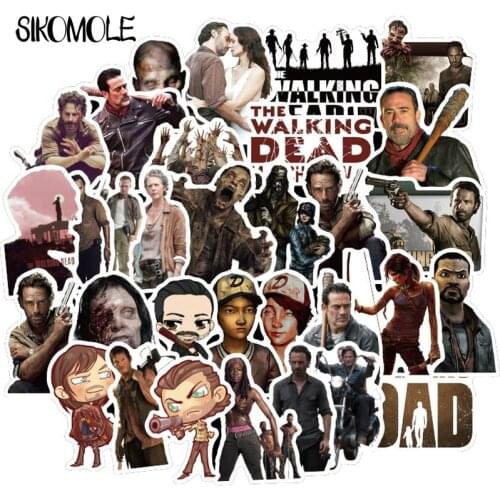 50pcs The Walking Dead Cartoon Stickers TV Series For Luggage Car Laptop Notebook Decal Fridge Skateboard Sticker F3