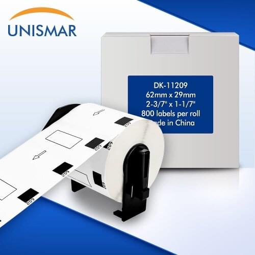 Unismar 1 Roll DK11209 62mm*29mm Thermal Labels Compatible for Brother DK-11209 White Paper Compatible for Brother Label Printer