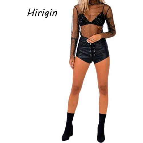 Roupas feminina Women Mesh Top Sexy Sheer T Shirt Transparent Tops Turtleneck See Through Clothes Summer Female Costume New 2020