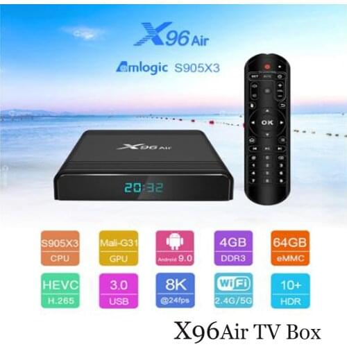 X96 Air Android 9.0 Smart Tv Box Amlogic S905X3 4GB 64GB 2.4G 5G Wifi BT4.1 Set Top Box 1080P 8K 3D Media Player
