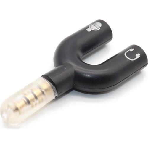 U Type 3.5mm Jack Plug Headset Audio AUX Mic Converter Adapter 1 Male to 2 Female Audio U Splitter Cable For Earphone Laptop