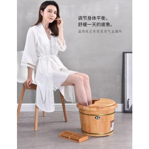 Foot Bath Wooden Bucket Household Solid Wood Foot Bath Wooden Basin Thermal Insulation Foot Bath Barrel Foot Washing Wash