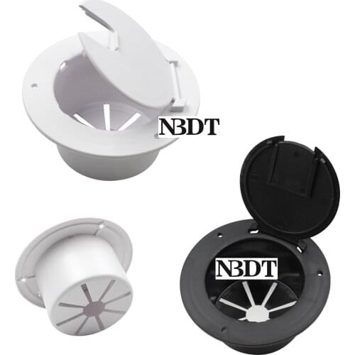 White Black Plastic Recessed Exterior Wall Desktop Cable Grommet Hinged Cover Plug Conceal Holder RV Caranvan