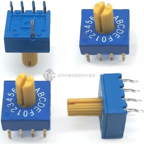 1 Piece 16-Bit With Handle Rotary Encoder Switch 0-F Dial Code Switch PCB Encoder 8421C Positive Code 4:1 5-Pin