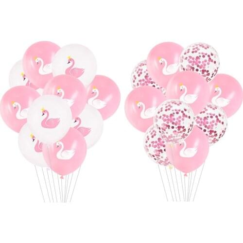 10/15pcs Swan Print Latex Balloon Pink White Gold Birthday Baby Shower Party Decoration Kids Girl Princess Party Globos Supplies