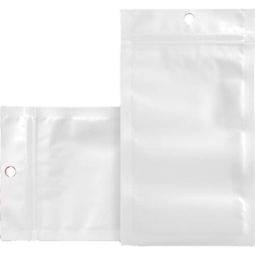 100pcs 12*7.5cm White/Clear Self Seal Resealable Zipper Plastic Retail Packaging Bag Zip Lock Retail Package With Hang Hole
