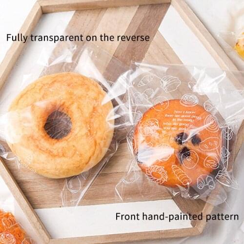 100Pcs Bread Bag Plastic Self-Adhesive Transparent Cookie Snack Packaging Bags For Baking Home Diy Party Favor Gift Bags