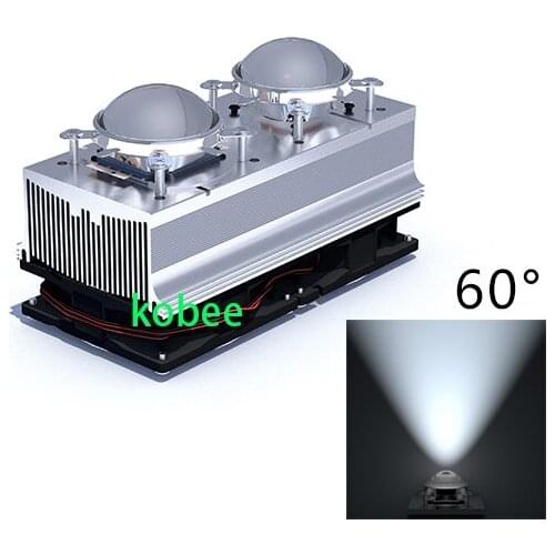 100W 200W LED Aluminium Heat Sink Cooling Fan+60degree 90degree 120degree44mm Lens + Reflector Brack
