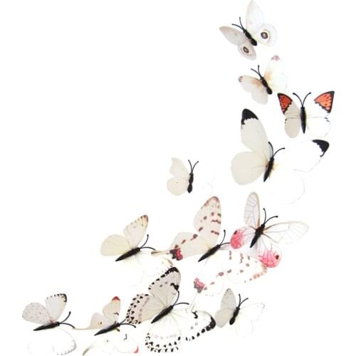 12pcs 3D Butterfly Sticker Home Decorations Art Design Decal Wall Stickers Fridge Magnet Souvenir Pegatinas Room Adesivo De Pare