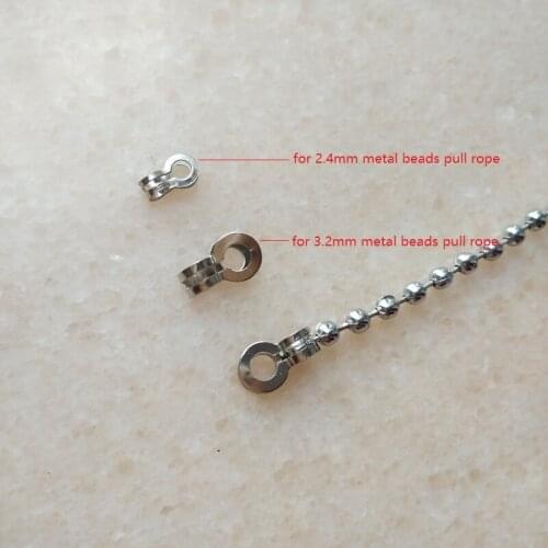 2.4mm 3.2mm metal beads connector with hookS Metal sting beads Connectors Ball Beads Chain Necklace Bead Connector