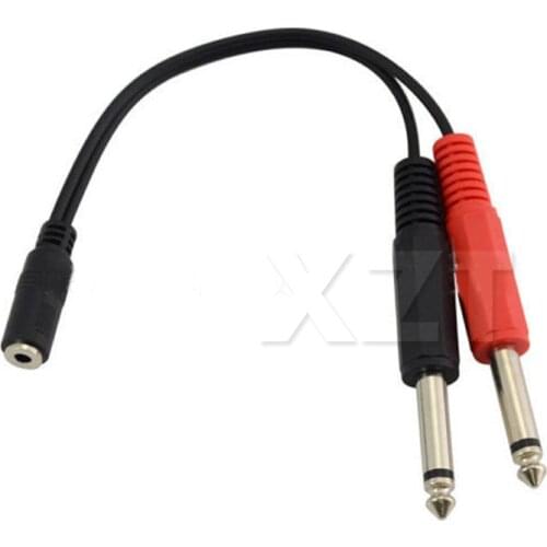 20cm 3.5mm Female Jack to 2*6.35mm Male Adapter Cable 3.5 to 6.35 mm TRS Mono Male Audio Aux Socket Converter Cord Wire