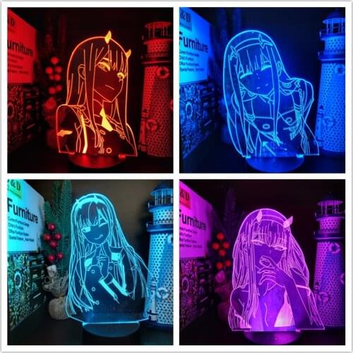 Zero Two Figure 3D Anime Lamp Touch 16 Colors Night Light Bedroom Desk Decor Lighting Kids Girl Manga Gift Darling In The Franxx