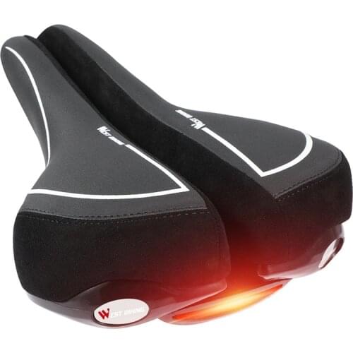 3D GEL Bicycle Saddle Seat With Taillight Thicken MTB Road Cycle Saddle Chair Rear Lamp Reflective Shock Absorbing Bike Saddle