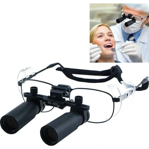 6.0x Magnification Dental Loupes 45mm Field of View Flip-Up Flexible Optical Glass Loupe Dentistry 25mm Depth of Field Loupe