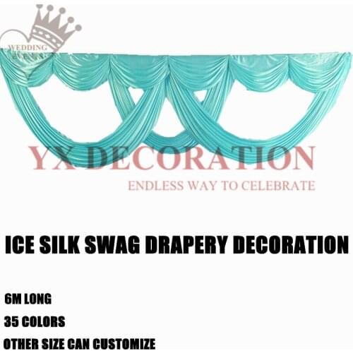 6M Width Top Swag Drapery Valance For Ice Silk Wedding Backdrop Stage Background Decoration