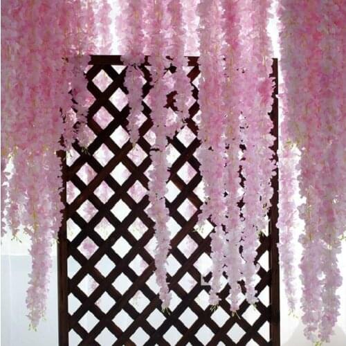 60cm Artificial Wisteria Vine Hydrangea Flower Rattan for Home Hanging Ornaments Wedding Centerpieces Decoration 50pcs/lot