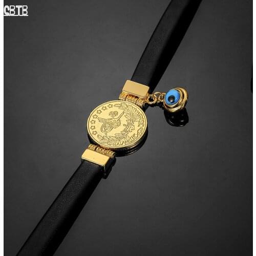 Arab Muslim Islamic Devil Eye Leather Bracelet Mens and Womens Religious Belief Advanced Simple Texture Jewelry