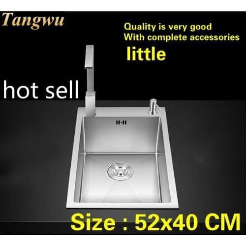 Free shipping Standard kitchen manual sink single trough do the dishes stainless steel hot sell 52x40 CM