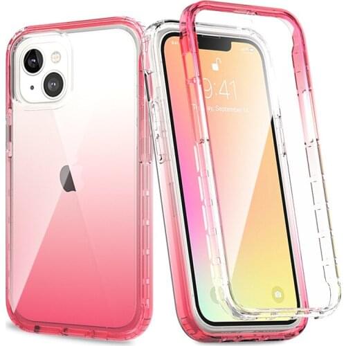 High Transparent Gradient Color Phone Case Lightweight TPU Anti-drop Protection Cover For 11 12 13 Pro Max Mini 5.4/6.1/6.7 Inch