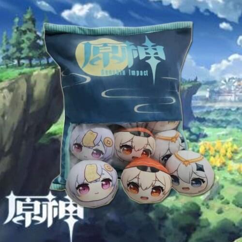 Anime Game Genshin Impact plush pillow toy Klee Paimon Diluc Throw Pillow Cosplay Doll Soft Stuffed Snack Package Gift