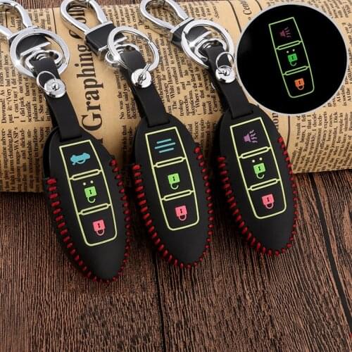 For Nissan Fuga Quest 350Z Geniss LIVINA Paladin Tiida Teana Qashqai Sylphy Smart leather Car Key Case decoration Auto Accessory
