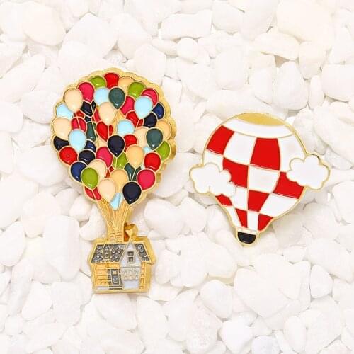Colourful Balloon Pins Cartoon Movie Up Enamel Pin Hot Air Balloon Brooch Badges Lapel Pins Jewelry