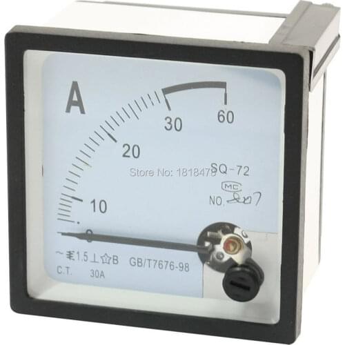 Square Panel Mounting Moving VaneSQ72 0-30A AC Analog Ammeter 72mm x 72mm