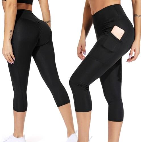 FITTOO High Waist Fitness Leggings Women Push Up Workout Legging with Pockets Ruched Leggins Pants Women Fitness Clothing