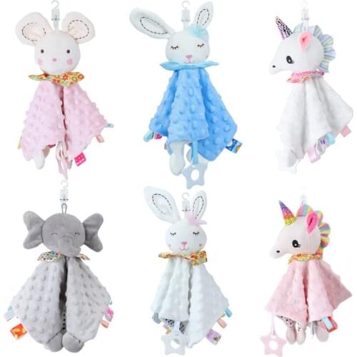 Soft Dotty Baby Soothing Towel Infant Soothe Blanket Unicorn Security Toys unisex Pacify Towel With Teether Appease Blanket