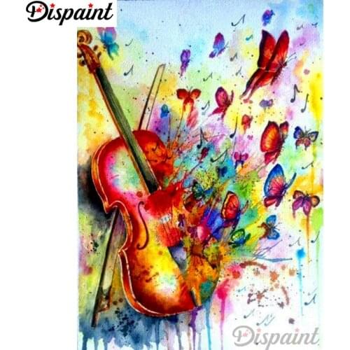 Dispaint Full Square/Round Drill 5D DIY Diamond Painting "Violin butterfly" 3D Embroidery Cross Stitch Home Decor Gift A12488
