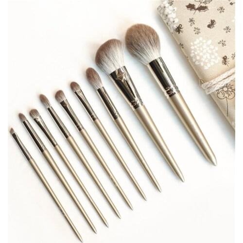 MyDestiny The Luxurious Fox-Hair Brush Set - 9-Brushes Silky Touch Professional Brush Kit - Beauty Makeup Blender Tools