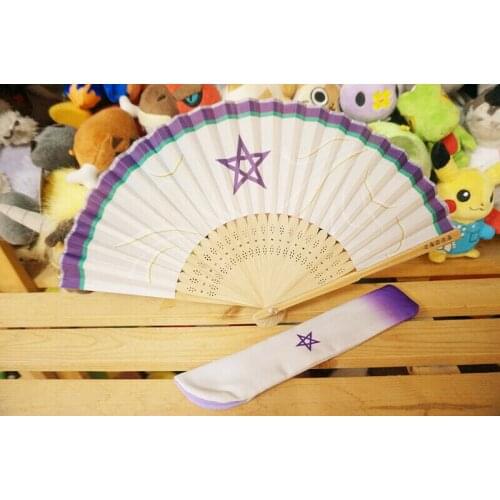 New Anime Inuyasha Kagome Kikyo Sesshoumaru Pentagram seal Ladies Folding Fan Cosplay Gifts