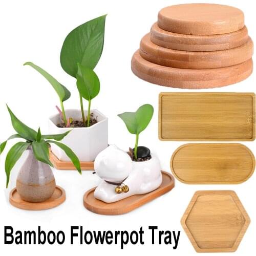 Pot Stander Succulents Bonsai Holder Gardening Supplies Flowerpot Base Round Square Hexagon Rectangle Bamboo Wood Tray
