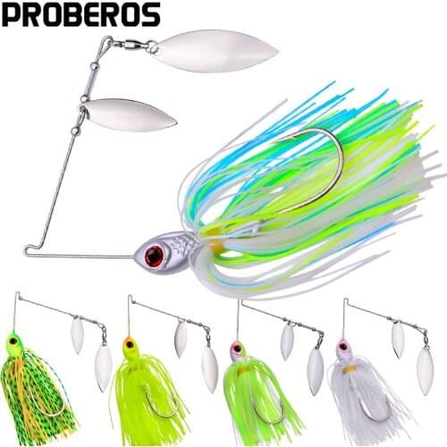 PROBEROS 50PCS Spinnerbaits 10g-14g Fishing Wobbler Lure Artificial Hard Bait Metal Spinner Sequins for Bass Fishing Tackle