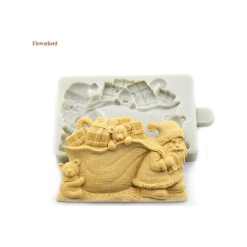 Christmas Decoration Santa Claus Bear Silicone Mold Party Supplies DIY Chocolate Biscuit Mold Fondant Cake Mold Bakeware